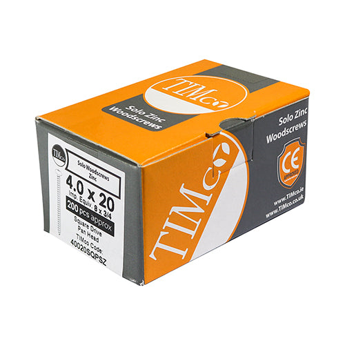 Timco Solo Chipboard & Woodscrews - SQ - Pan - Zinc 4.0 x 25 - 200 Pieces