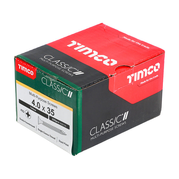 Timco Classic Multi-Purpose Screws - PZ - Double Countersunk - Yellow 4.0 x 35 - 200 Pieces
