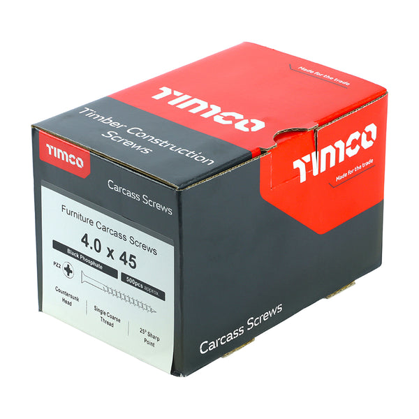 Timco Furniture Carcass Screws - PZ - Black 4.0 x 45 - 500 Pieces