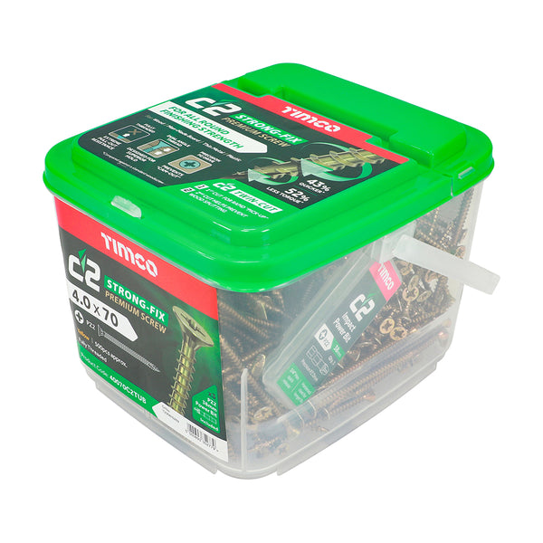 Timco C2 Strong-Fix Multi-Purpose Premium Screws - PZ - Double Countersunk - Yellow 4.0 x 70 - 500 Pieces