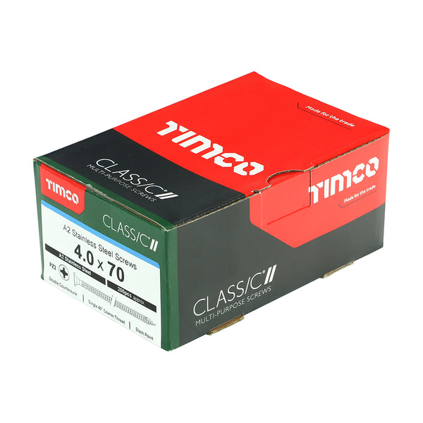 Timco Classic Multi-Purpose Screws - PZ - Double Countersunk - A2 Stainless Steel 4.0 x 70 - 200 Pieces