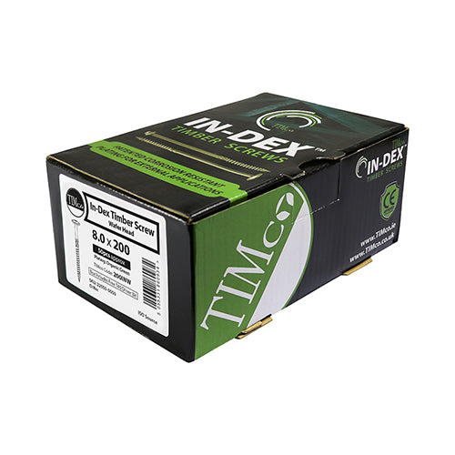 Timco Timber Frame Construction & Landscaping Screws - Wafer - Exterior - Green Organic 8.0 x 400 - 25 Pieces