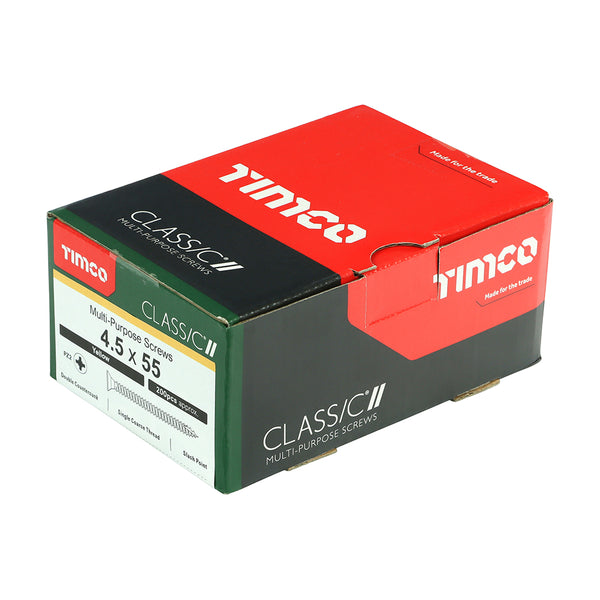 Timco Classic Multi-Purpose Screws - PZ - Double Countersunk - Yellow 4.5 x 55 - 200 Pieces