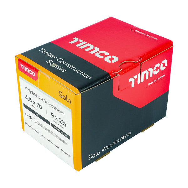 Timco Solo Chipboard & Woodscrews - PZ - Double Countersunk - Zinc 4.5 x 70 - 200 Pieces