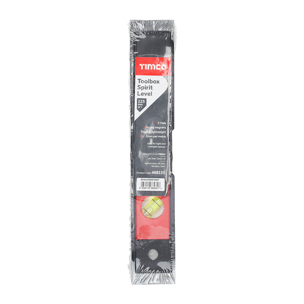 Timco Toolbox Spirit Level - Plastic 225mm