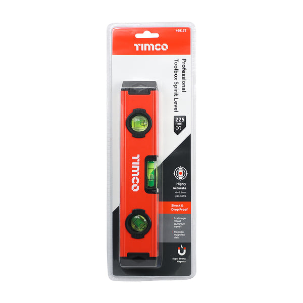 Timco Toolbox Spirit Level - Aluminium 225mm