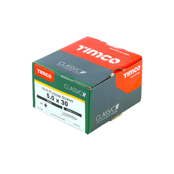 Timco Classic Multi-Purpose Screws - PZ - Pan Head - Yellow 5.0 x 30 - 200 Pieces