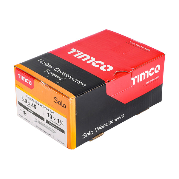 Timco Solo Chipboard & Woodscrews - PZ - Double Countersunk - Yellow 5.0 x 45 - 200 Pieces