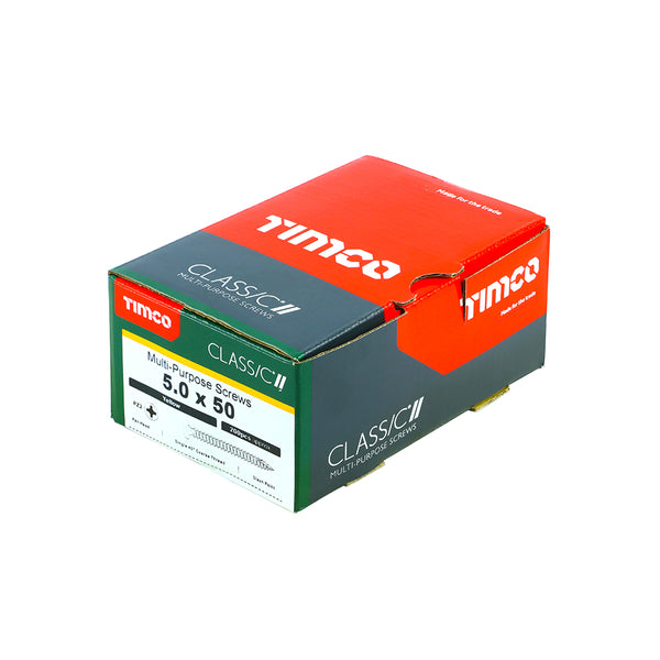 Timco Classic Multi-Purpose Screws - PZ - Pan Head - Yellow 5.0 x 50 - 200 Pieces