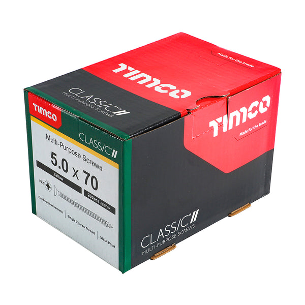 Timco Classic Multi-Purpose Screws - PZ - Double Countersunk - Yellow 5.0 x 70 - 200 Pieces