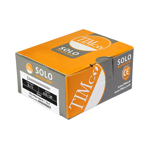 Timco Solo Chipboard & Woodscrews - SQ - Double Countersunk - Zinc 5.0 x 80 - 200 Pieces