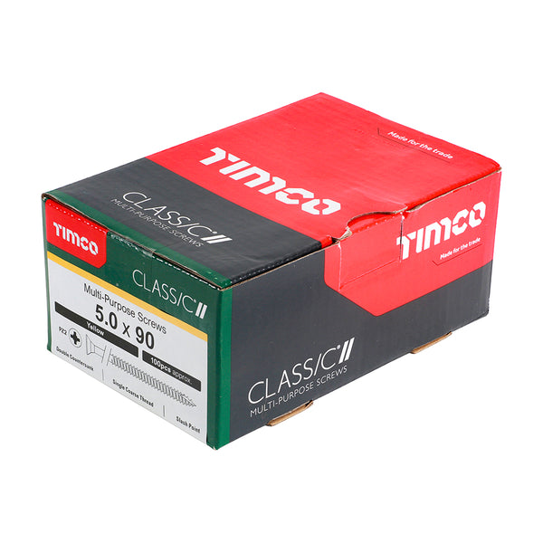 Timco Classic Multi-Purpose Screws - PZ - Double Countersunk - Yellow 5.0 x 90 - 100 Pieces