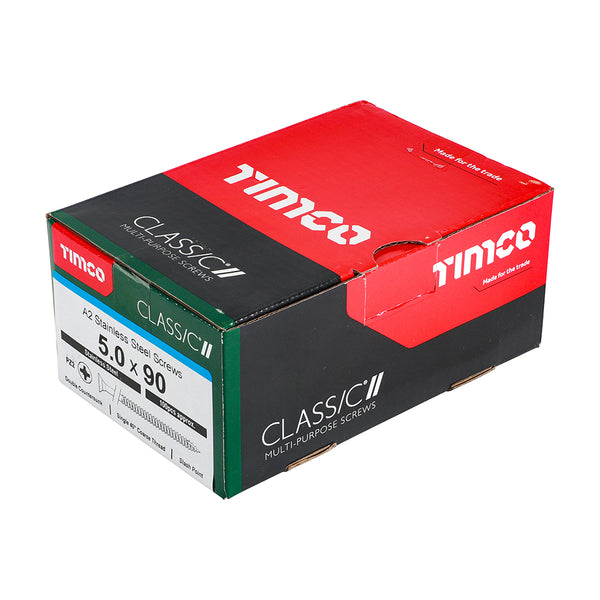 Timco Classic Multi-Purpose Screws - PZ - Double Countersunk - A2 Stainless Steel 5.0 x 90 - 100 Pieces