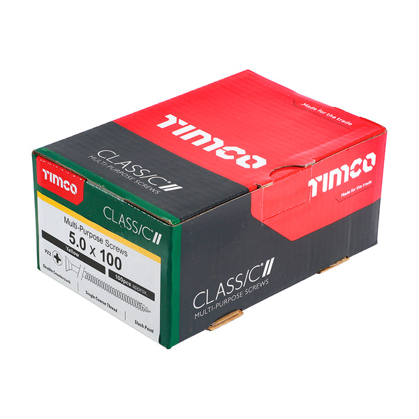 Timco Classic Multi-Purpose Screws - PZ - Double Countersunk - Yellow 5.0 x 100 - 100 Pieces