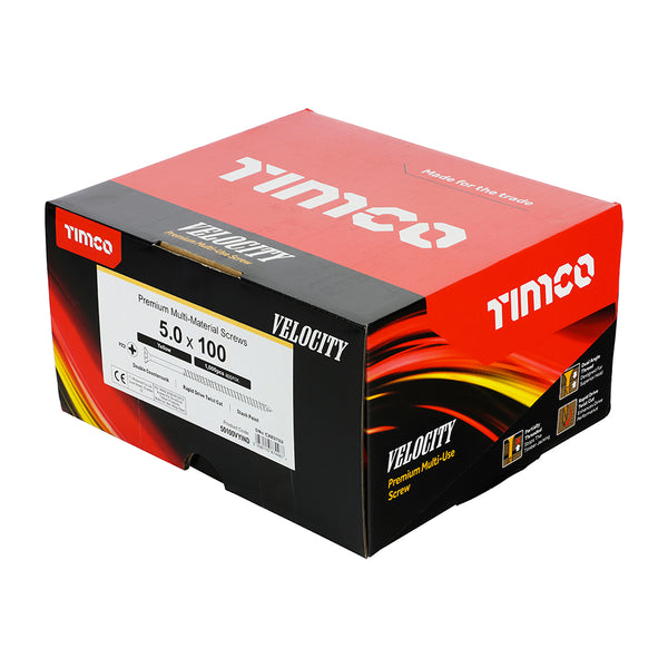 Timco Velocity Premium Multi-Use Screws - PZ - Double Countersunk - Yellow 5.0 x 100 - 1000 Pieces