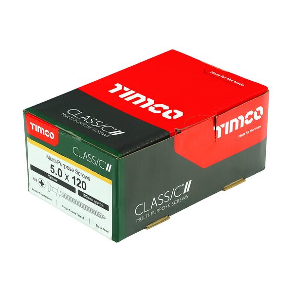 Timco Classic Multi-Purpose Screws - PZ - Double Countersunk - Yellow 5.0 x 120 - 100 Pieces