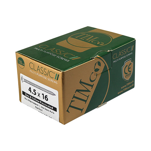 Timco Classic Multi-Purpose Screws - PZ - Double Countersunk - Yellow 6.0 x 45 - 200 Pieces