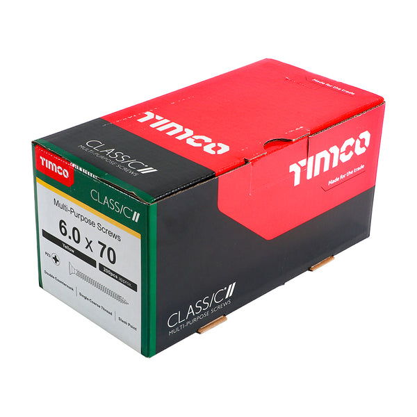 Timco Classic Multi-Purpose Screws - PZ - Double Countersunk - Yellow 6.0 x 70 - 200 Pieces