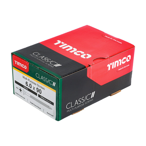 Timco Classic Multi-Purpose Screws - PZ - Double Countersunk - Yellow 6.0 x 90 - 100 Pieces