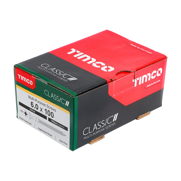 Timco Classic Multi-Purpose Screws - PZ - Double Countersunk - Yellow 6.0 x 100 - 100 Pieces