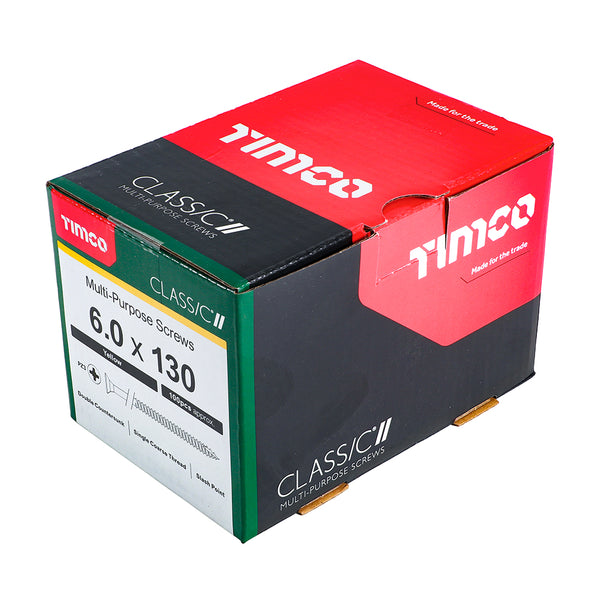Timco Classic Multi-Purpose Screws - PZ - Double Countersunk - Yellow 6.0 x 130 - 100 Pieces