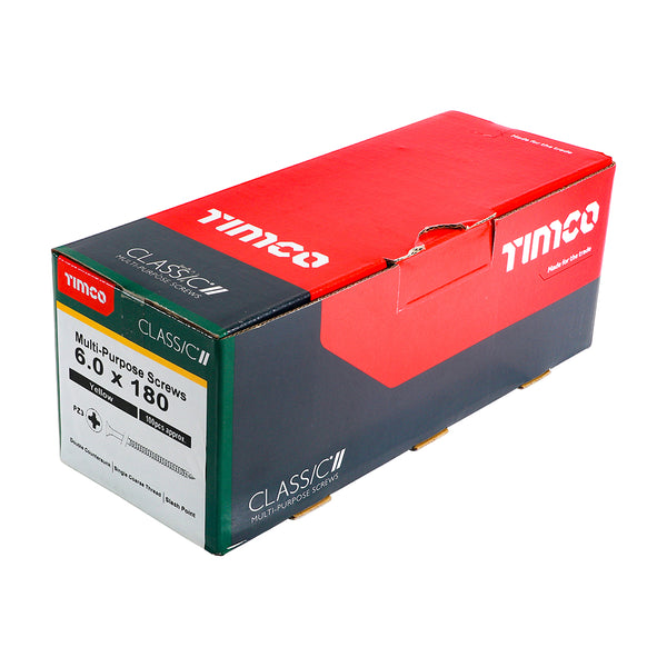 Timco Classic Multi-Purpose Screws - PZ - Double Countersunk - Yellow 6.0 x 180 - 100 Pieces