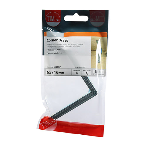 Timco Corner Braces - Zinc 65 x 65 x 16 - 4 Pieces