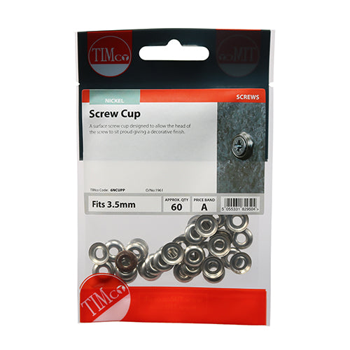 Timco Screw Cups - Nickel To fit 6 Gauge Screws - 60 Pieces