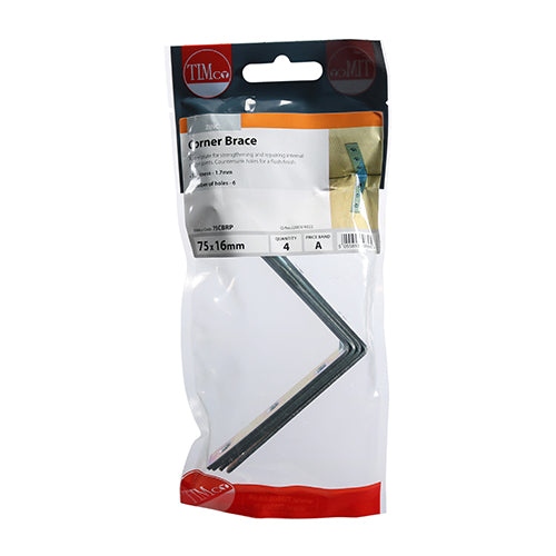 Timco Corner Braces - Zinc 75 x 75 x 16 - 4 Pieces