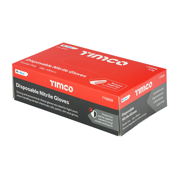 Timco Nitrile Gloves - Blue Medium - 100 Each