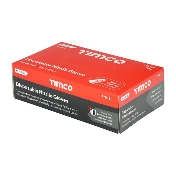 Timco Nitrile Gloves - Blue X Large - 100 Each