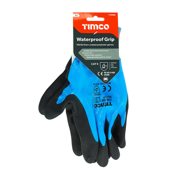 Timco Waterproof Grip Gloves - Sandy Nitrile Foam Coated Polyester X Large