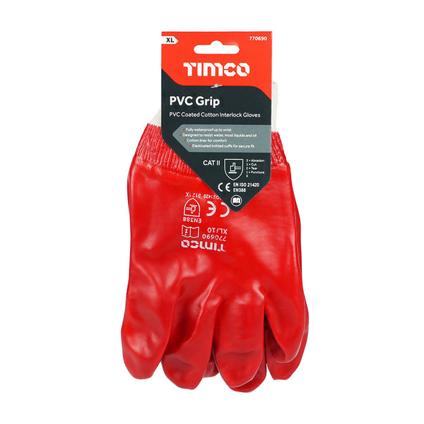 Timco PVC Gloves - PVC Coated Cotton Interlock X Large