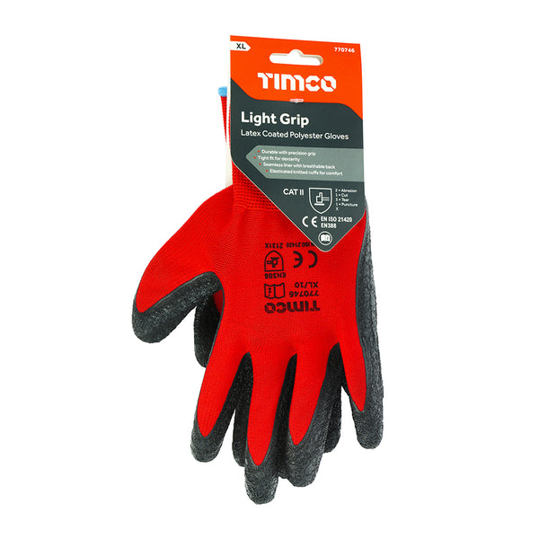 Timco Light Grip Gloves - Crinkle Latex Coated Polyester X Large