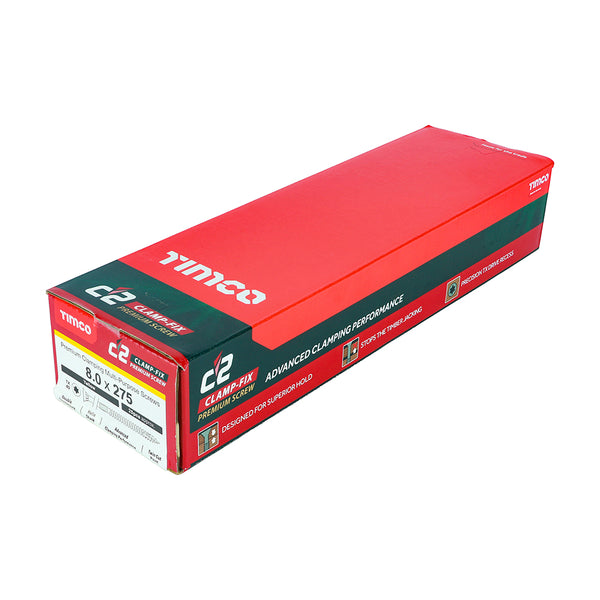 Timco C2 Clamp-Fix Multi-Purpose Premium Screws - TX - Double Countersunk - Yellow 8.0 x 275 - 25 Pieces