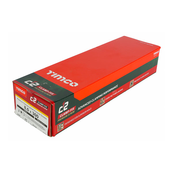 Timco C2 Clamp-Fix Multi-Purpose Premium Screws - TX - Double Countersunk - Yellow 8.0 x 300 - 25 Pieces