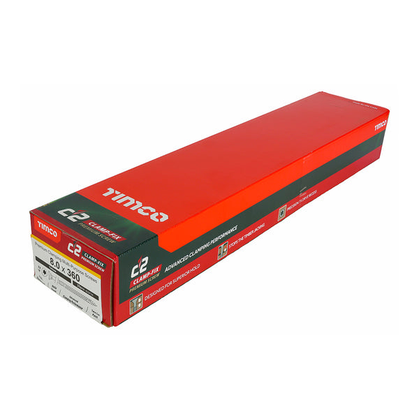 Timco C2 Clamp-Fix Multi-Purpose Premium Screws - TX - Double Countersunk - Yellow 8.0 x 360 - 25 Pieces