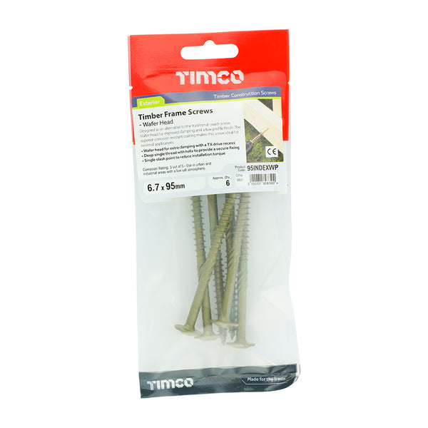 Timco Timber Screws - TX - Wafer - Exterior - Green 6.7 x 95 - 6 Pieces