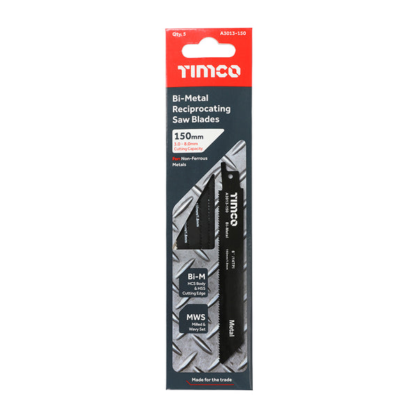 Timco Reciprocating Saw Blades - Metal Cutting - Bi-Metal S922BF - 5 Pieces