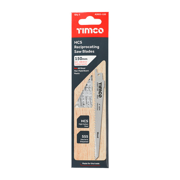 Timco Reciprocating Saw Blades - Wood Cutting - High Carbon Steel S644D - 5 Pieces