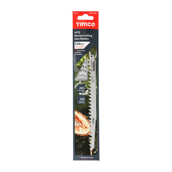 Timco Reciprocating Saw Blades - Wood Cutting - High Carbon Steel S1542K - 5 Pieces