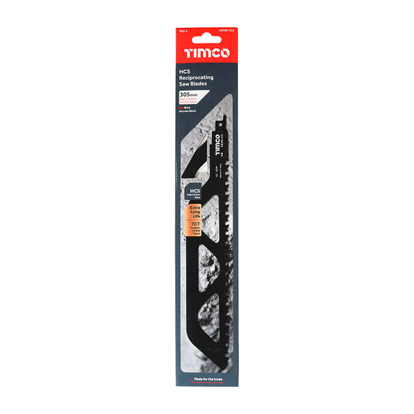 Timco Reciprocating Saw Blades - Block / Brick Cutting - Tungsten Carbide Tipped Blade S1243HM