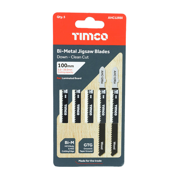 Timco Jigsaw Blades - Wood Cutting - Bi-Metal Blades T101BRF - 5 Pieces