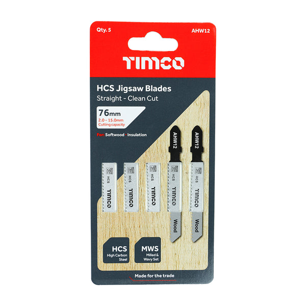 Timco Jigsaw Blades - Wood Cutting - HCS Blades T119B - 5 Pieces