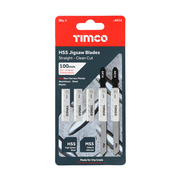 Timco Jigsaw Blades - Metal Cutting - HSS Blades T127D - 5 Pieces