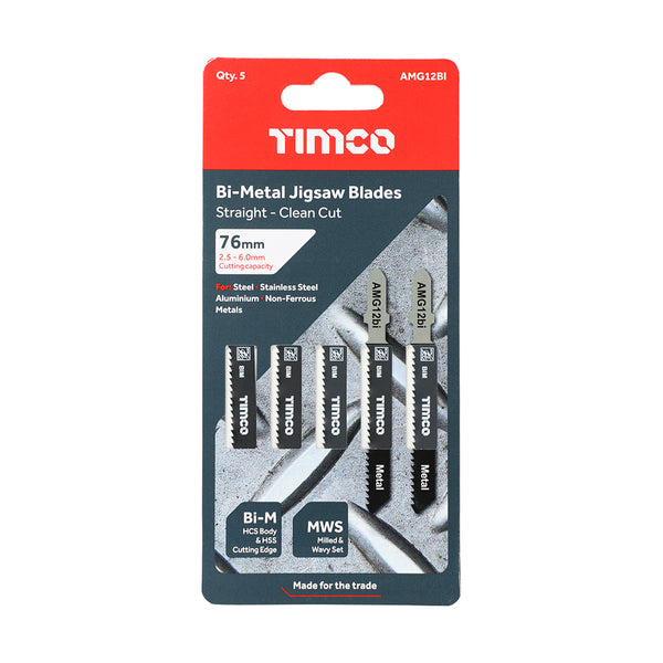 Timco Jigsaw Blades - Metal Cutting - Bi-Metal Blades T118BF - 5 Pieces