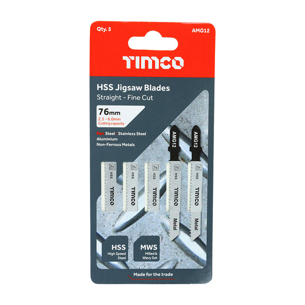 Timco Jigsaw Blades - Metal Cutting - HSS Blades T118B - 5 Pieces