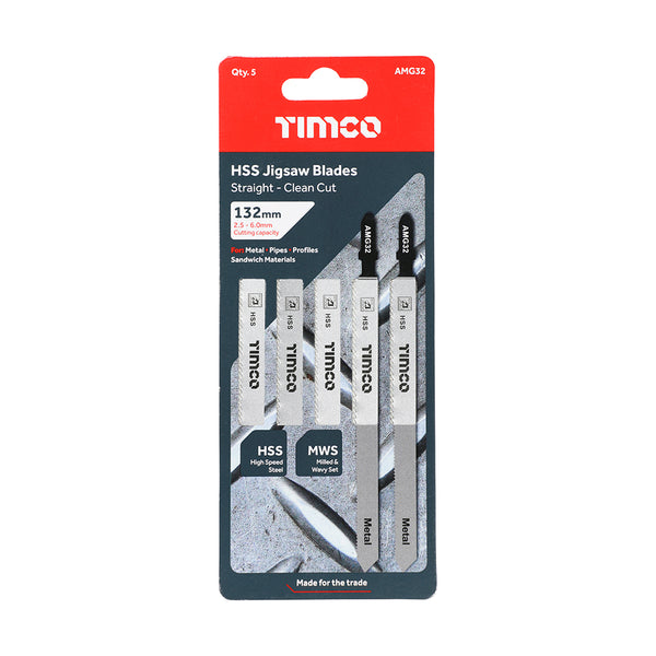 Timco Jigsaw Blades - Metal Cutting - HSS Blades T318B - 5 Pieces