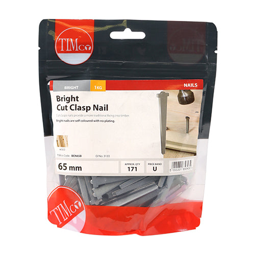 Timco Cut Clasp Nails - Bright 65mm