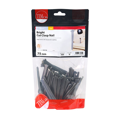 Timco Cut Clasp Nails - Bright 75mm